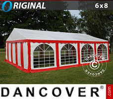 Namiot imprezowy 6x8m PVC, Czerwony/Biały